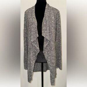 EUC Juicy Couture Cardigan Open Front Long Tunic Waterfall Rhinestone Gray Yoga